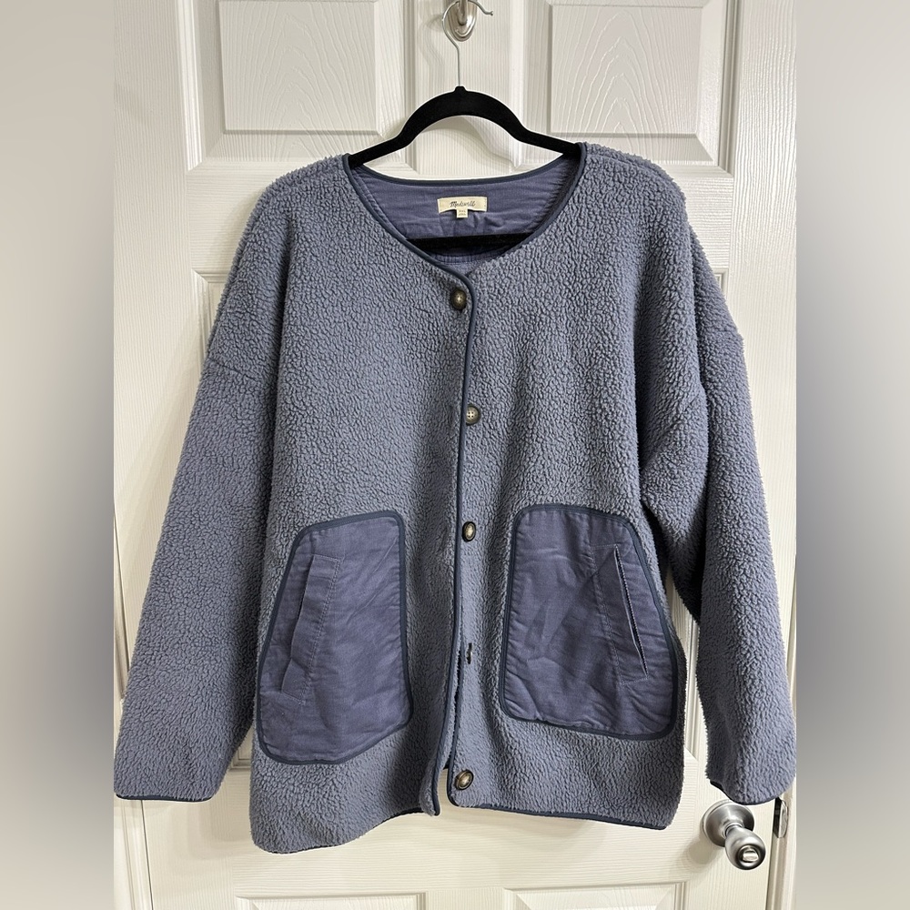 Madewell (Re)sourced fleece cardigan jacket sunfaded indigo